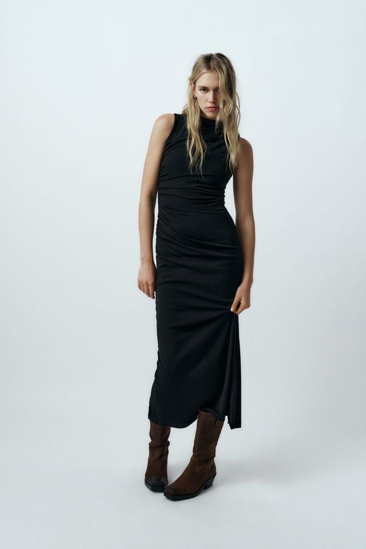 BNWT ZARA SLEEVELESS DRAPED MIDI DRESS, Women's Fashion, Dresses & Sets,  Dresses on Carousell
