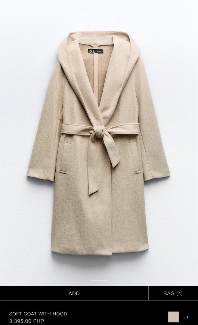 ORIGINAL Zara Soft Coat with Hood Size M (NOT INSPIRED), Women's ...