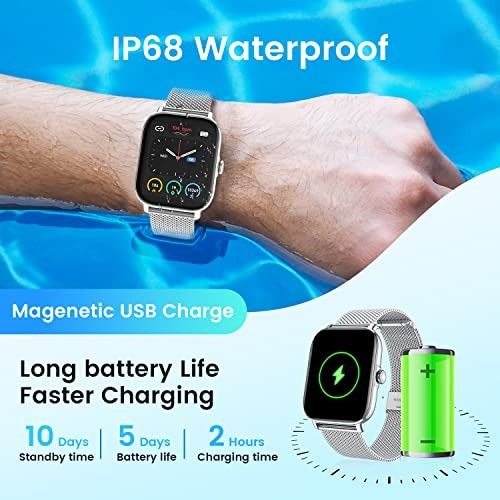 Smart Watch(Answer/Make Call), 1.85 Smartwatch for Women IP68 Waterproof,  100+ Sport Modes, Fitness Activity Tracker Heart Rate Sleep Monitor