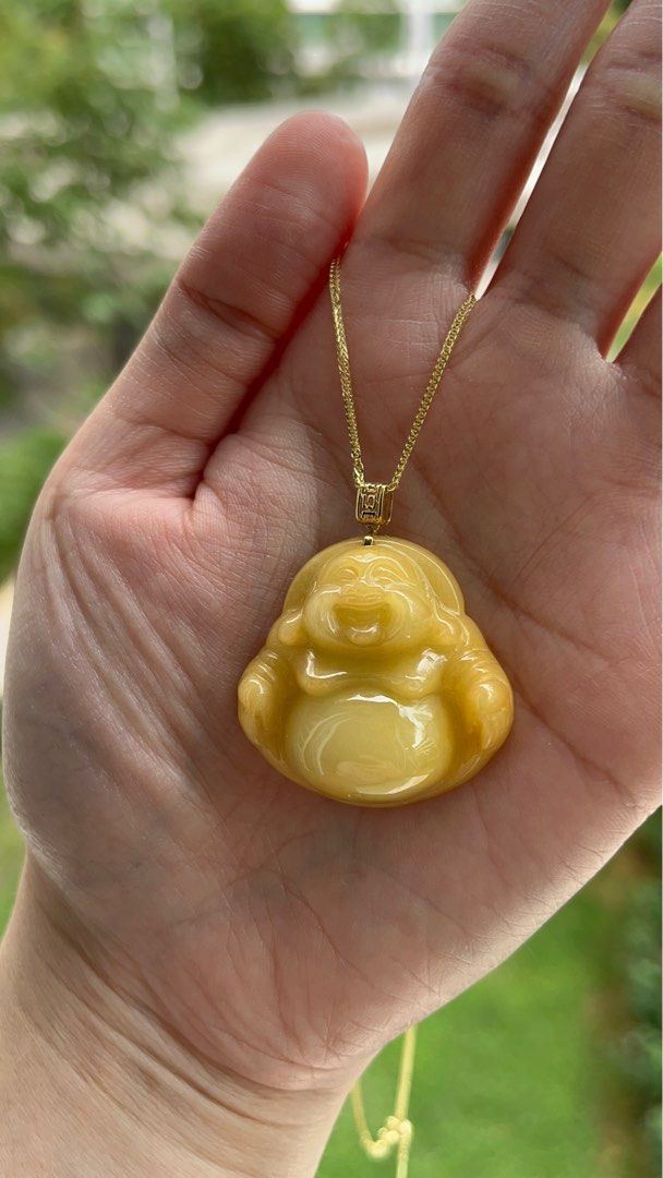 Yellow jade sales buddha pendant