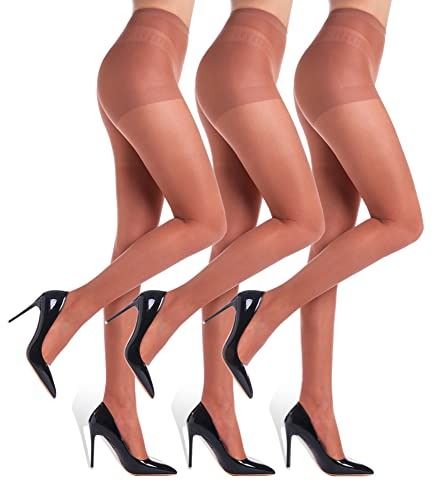 3 Pairs Women's Sheer Tights - 20D Control Top Pantyhose with Reinforced  Toes, Nude, S : : Clothing, Shoes & Accessories