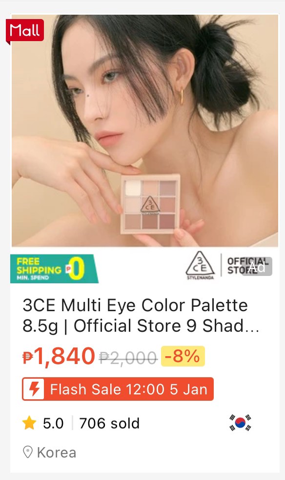 3CE Multi Eye Color Palette 8.5g | Official Store 9 Shades Eye Make up ...