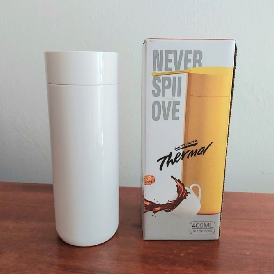 400ml Thermal BPA Free Suction Flask Thermos Bottle Tumbler White