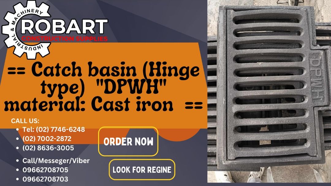 == Catch basin (Hinge type) "DPWH" material Cast iron ==, Commercial