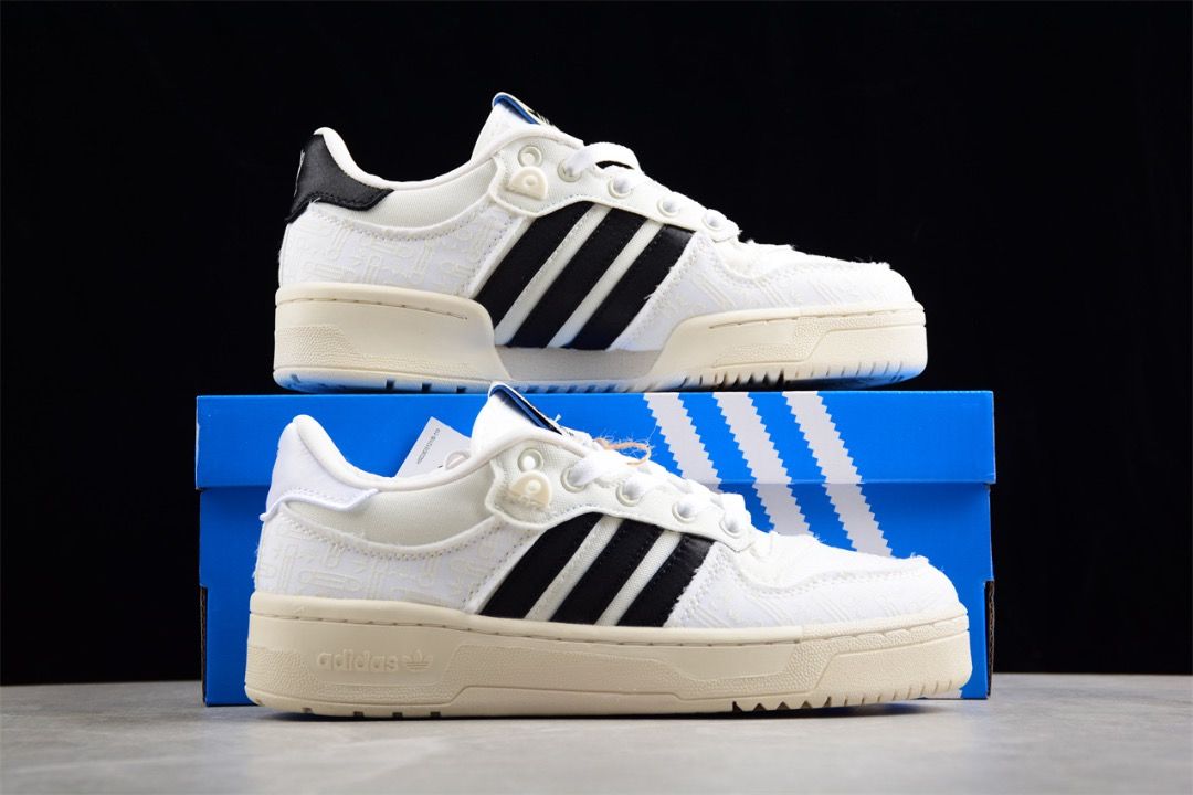 White and black adidas tennis shoes sale