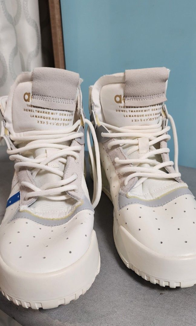 Red white and blue high top adidas best sale