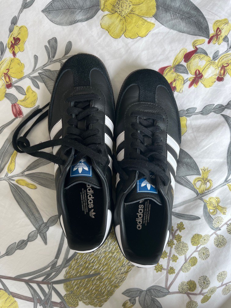 White and black adidas samba online