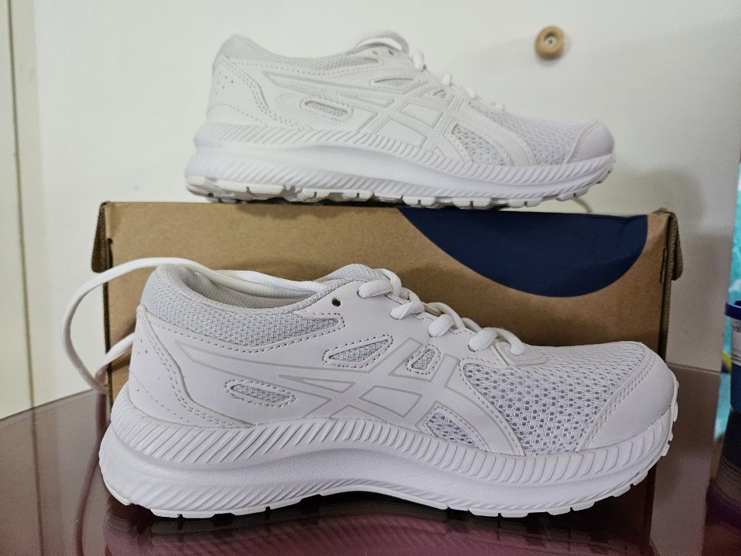 Asics white school shoes discount