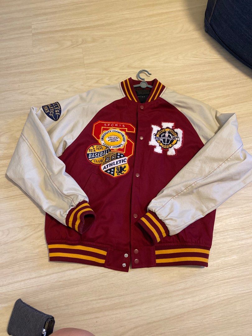 Red and gold letterman jacket shop