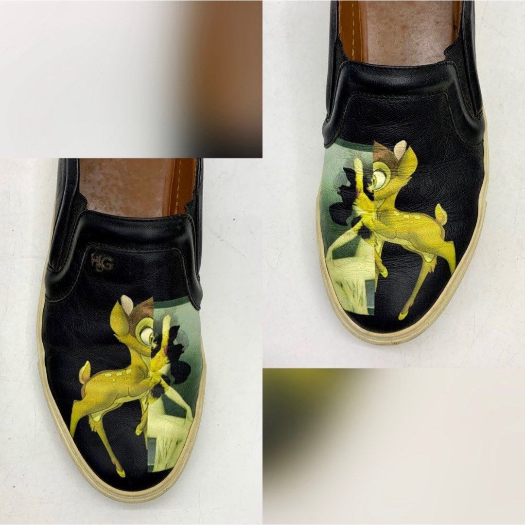 Authentic GIVENCHY BAMBI Black Leather Slip On Luxury Sneakers Footwear on Carousell