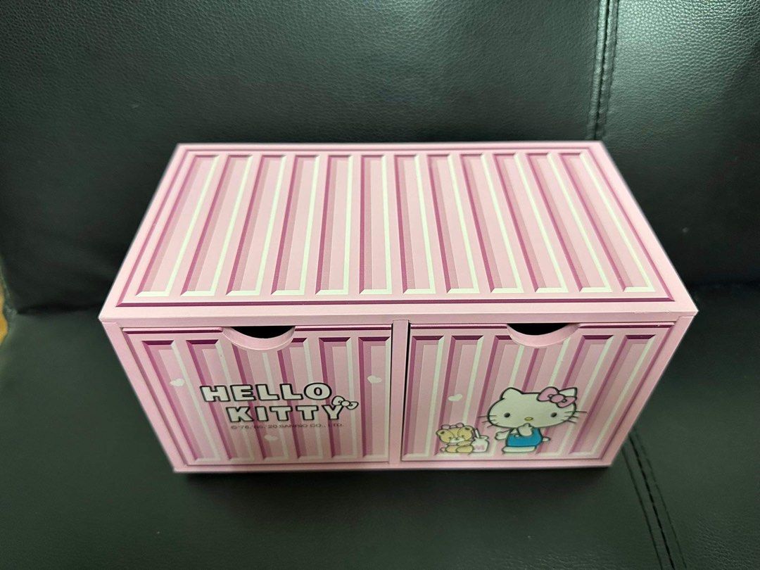 Authentic sanrio hello kitty pink wooden drawer (Category: Storage Boxes & Baskets) located in Manila. Submitted by mybeadshop (Listing ID 1276166111, Image 3). Description: 12x22x12cm.