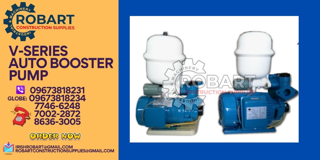 auto booster pump (Category: Construction Tools & Equipment) located in Manila. Submitted by irishrobart_22 (Listing ID 1276255649, Image 1). Description: auto booster pump v-series V460H 1/2HP V760H 1HP SEND US MESSAGE FOR INQUIRIES ‼️‼️ LOOK FOR IRISH ROBART VBR : 0 9 6 7 3 8 1 8 2 3 1/ 0 9 6 7 3 8 1 8 2 3 4 LANDLINE 8-6 3 6 3 0 0 5 / 7 7 4 6 -6 2 4 8 / 7 0 0 2-2 8 7 2 GMAIL: I R I S H R O B A R T @ G M A I L . C O M Office Address: 1405 Yuseco