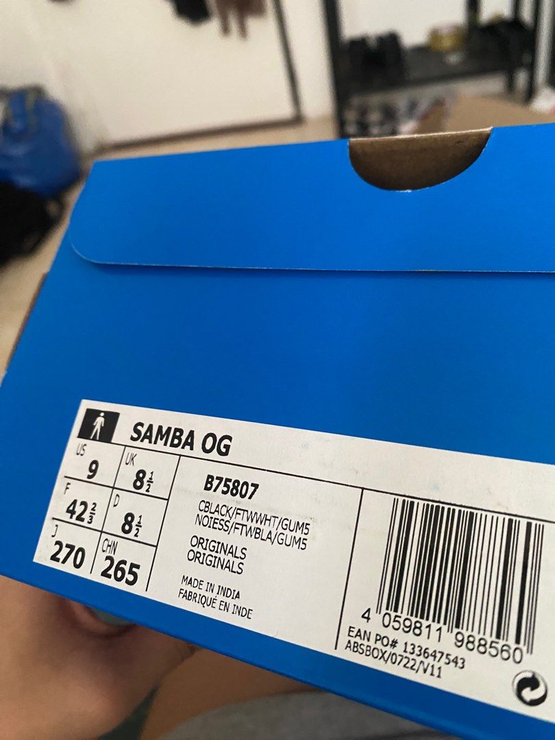 Brand New AUTH Black Adidas OG Samba size: US 9, Men's Fashion ...