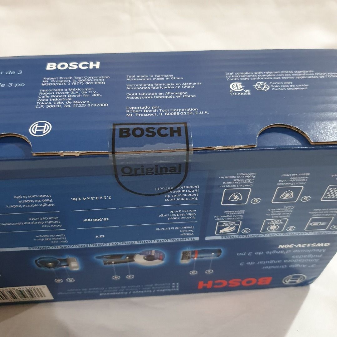 BOSCH GWS12V-30N 12V Max Brushless 3 In. Angle Grinder (Bare Tool), Blue