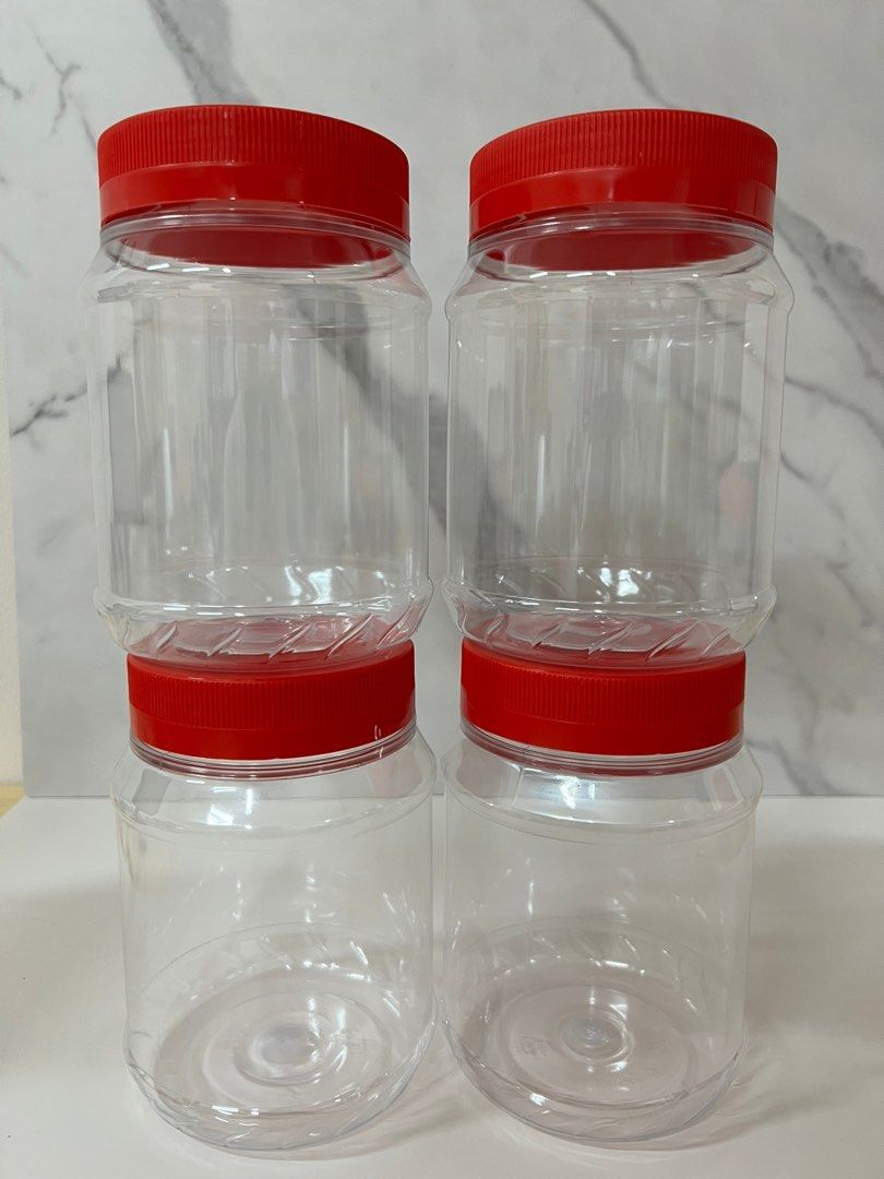Red Cap Container Sizes Brand New CNY Red Lid Cap Plastic PET Container For CNY Hari Raya ...