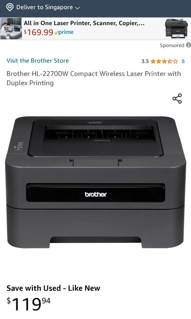 BROTHER HL2270DW wireless aka wifi monochrome duplex laser printer. All boxed up ready to go w free delivery