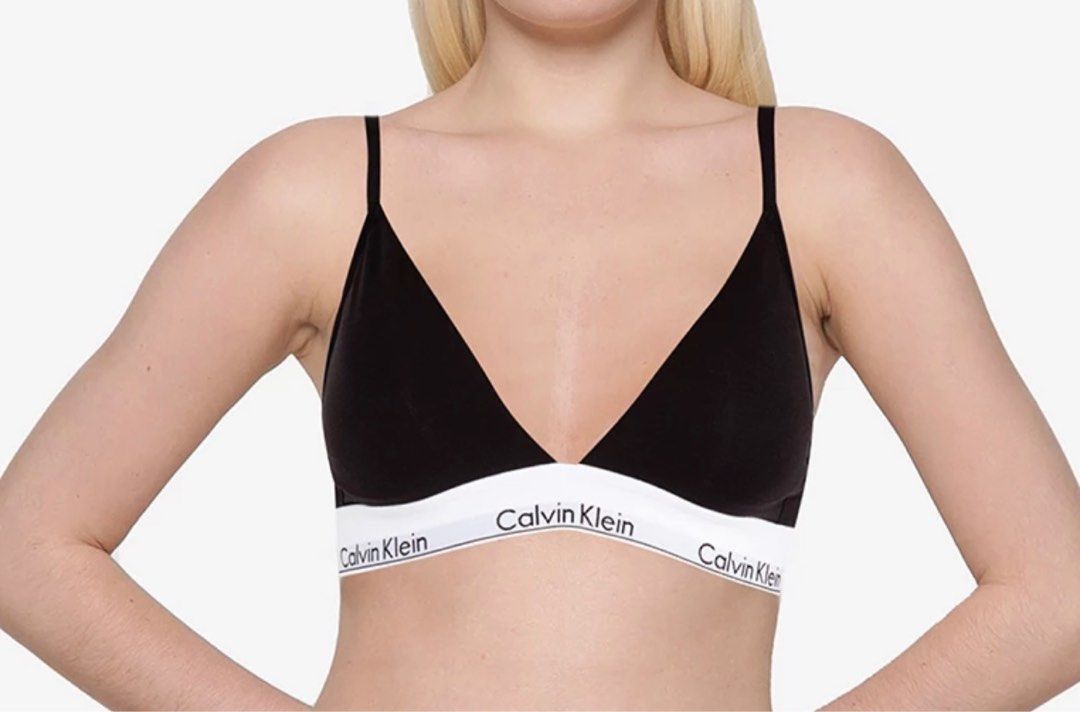 Calvin Klein Women's Lightly Lined Triangle Bra, Black, S : :  Fashion