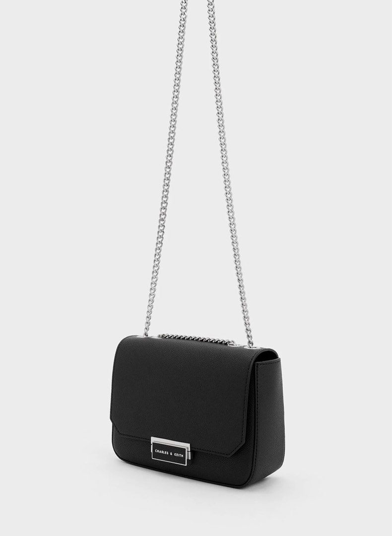 Chain & strap cheap push lock shoulder bag