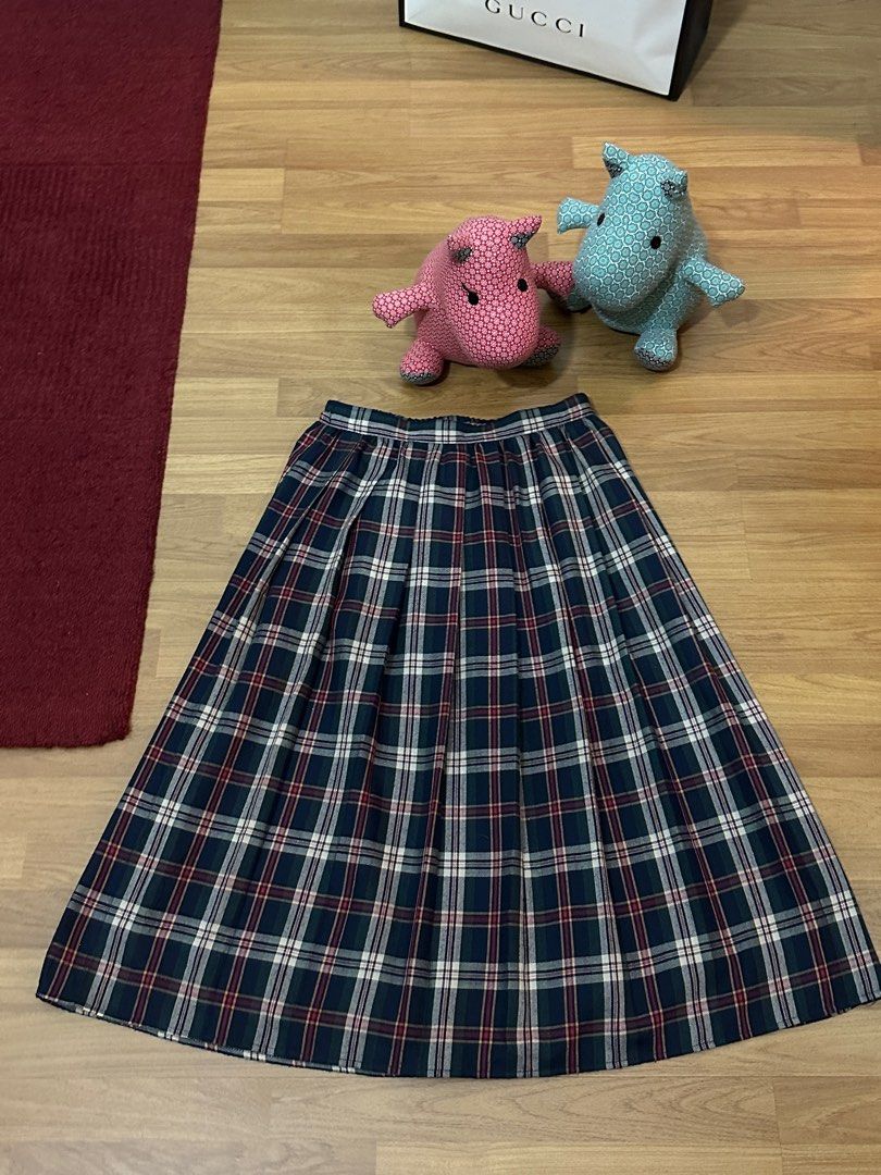 Pink and white plaid flannel skirt top