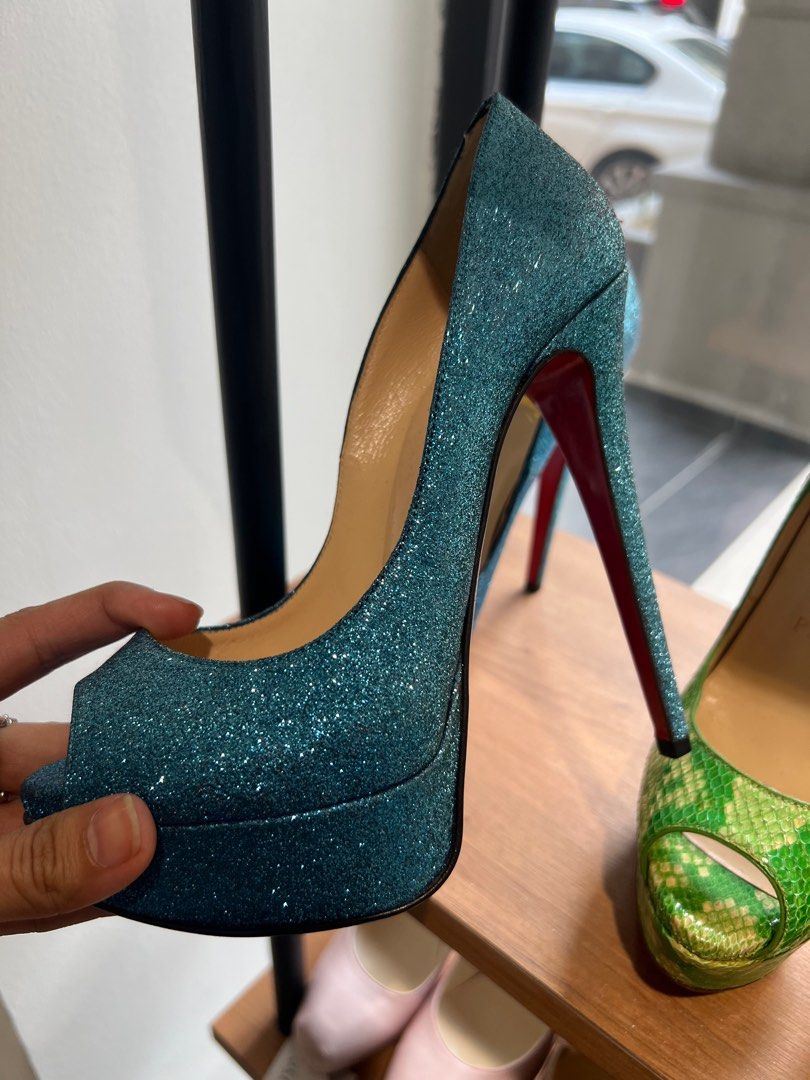Blue store glitter louboutins