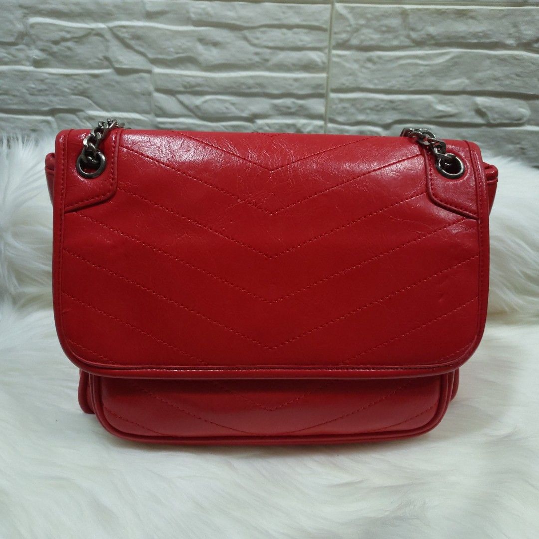 CLEARANCE Crinkled Glossed Niki Medium Size Crossbody Bag