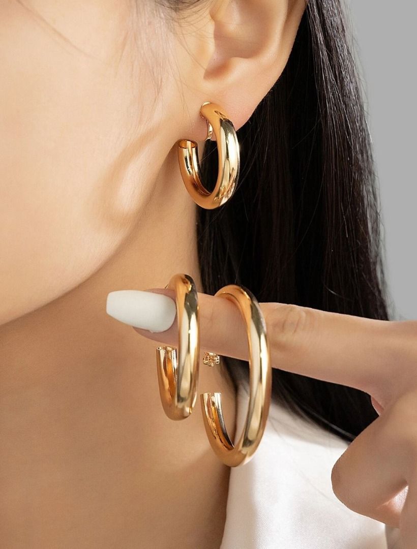 Clip on Hoop Earrings Gold