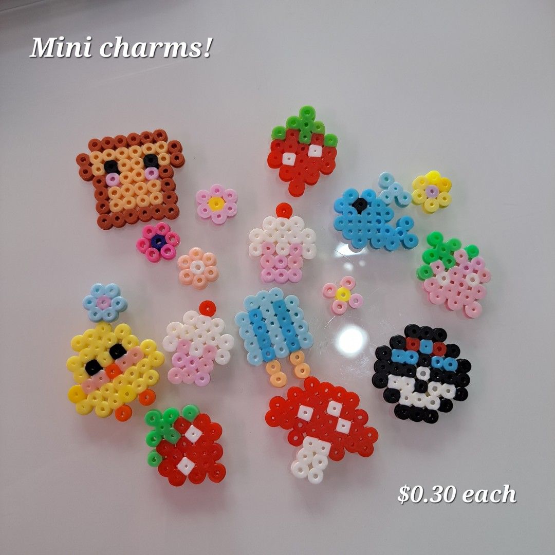 Cute Fuse Bead Keychains Assorted Food Perler Bead Keychains