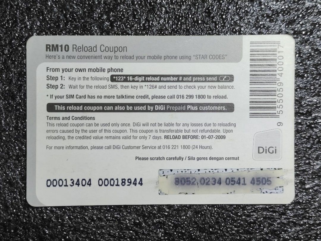 Rm10 DiGi Prepaid RM10 Limited Edition Used Reload Card, Hobbies & Toys ...