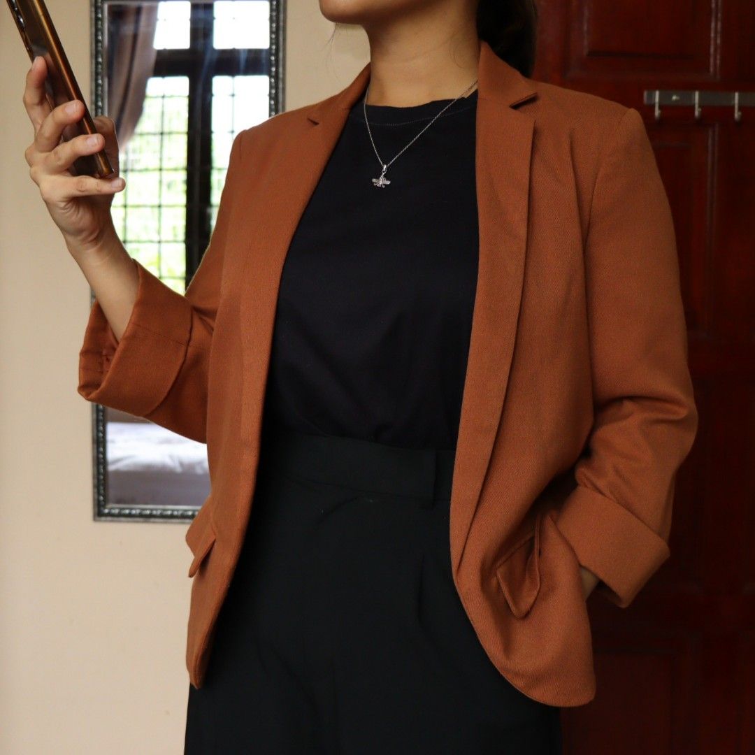 Dorothy Perkins Relaxed Fit Blazer in Brown Women s Fashion