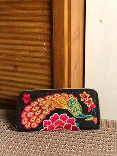 Ethnic Peacock Embroidered Wallet Purse