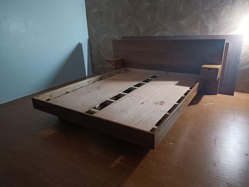 FLOATING BED WITH SIDE TABLE (Category: Bed Frames & Mattresses) located in General Trias. Submitted by jameswoodlike (Listing ID 1276263567, Image 1). Description: "Life helps those who helps themselves" ☺️💪 BUCKLE UP! 2024 is coming!!!! 😁 Ginabi na sa pag install dto sa PLARIDEL QUEZON! Pero ayos lang mahalaga na install ng matibay at tama Ang mga order nten! Huling HIRIT Bago Ang pasko! SOLD and INSTALLED 🚚😁 ✅ FLOATING BED ✅ Queen Size Bed