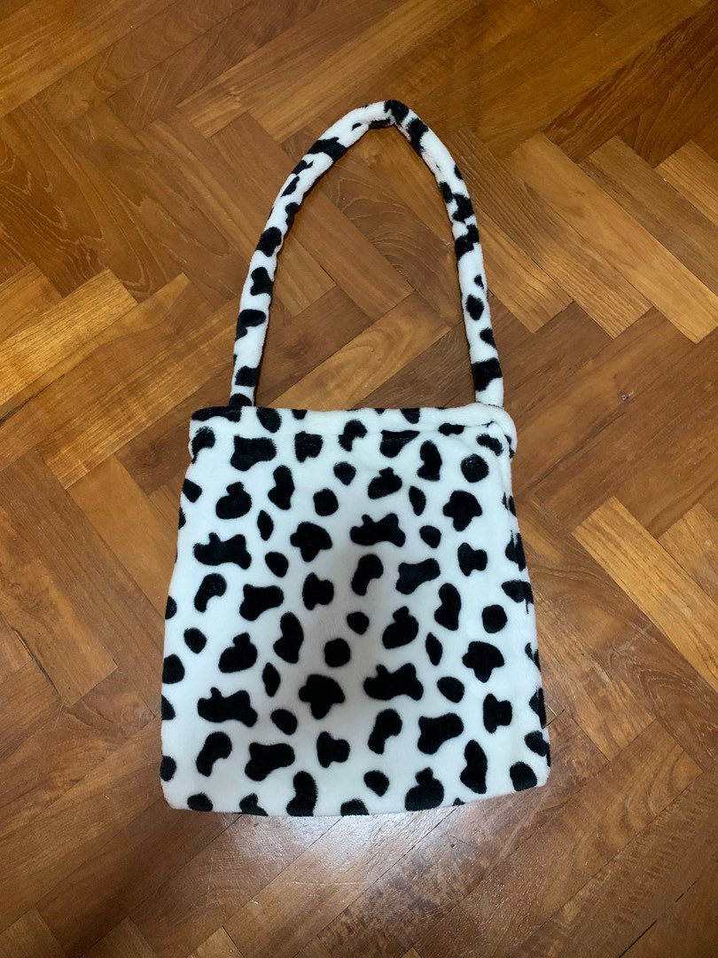 fluffy cow print bag