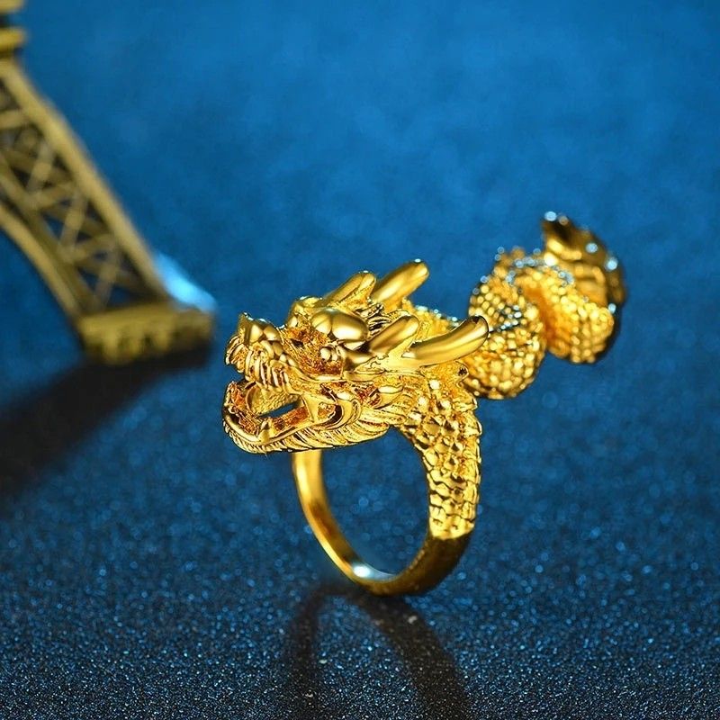 Chinese dragon ring gold best sale