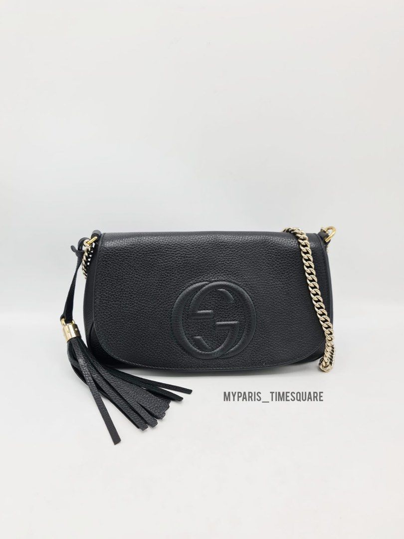 Gucci soho crossbody tassel black leather shoulder bag sales