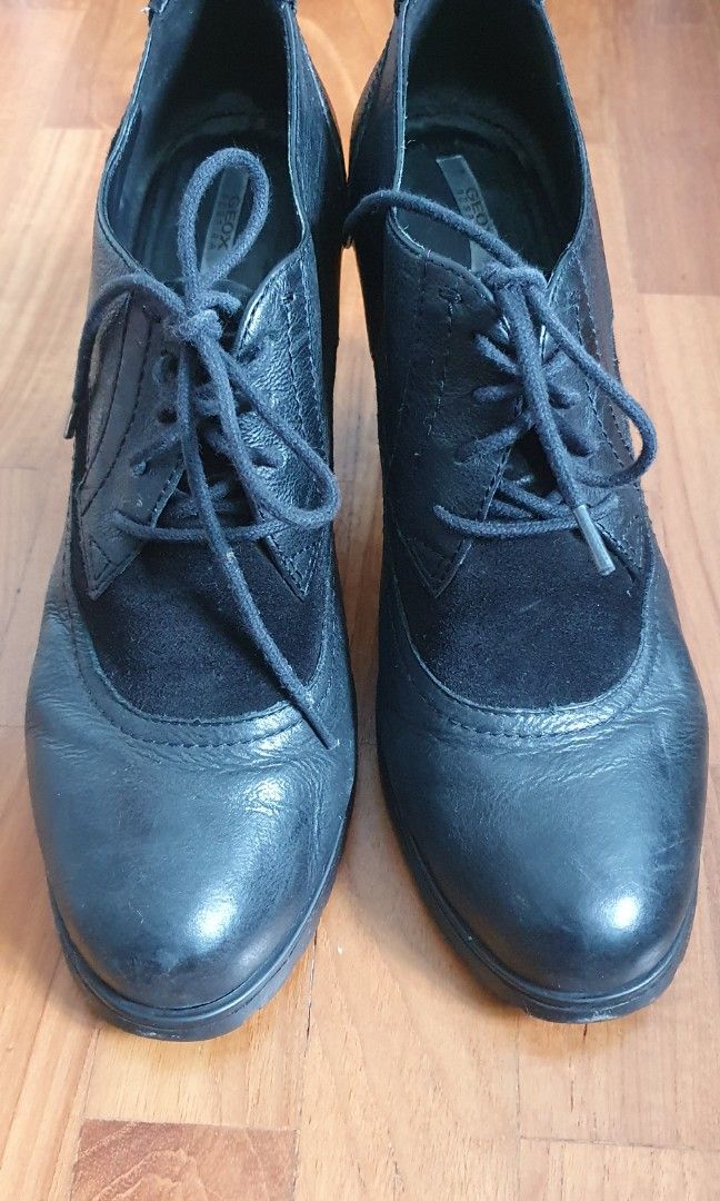 Geox Oxford Heels ankle boots genuine Leather Women s Fashion