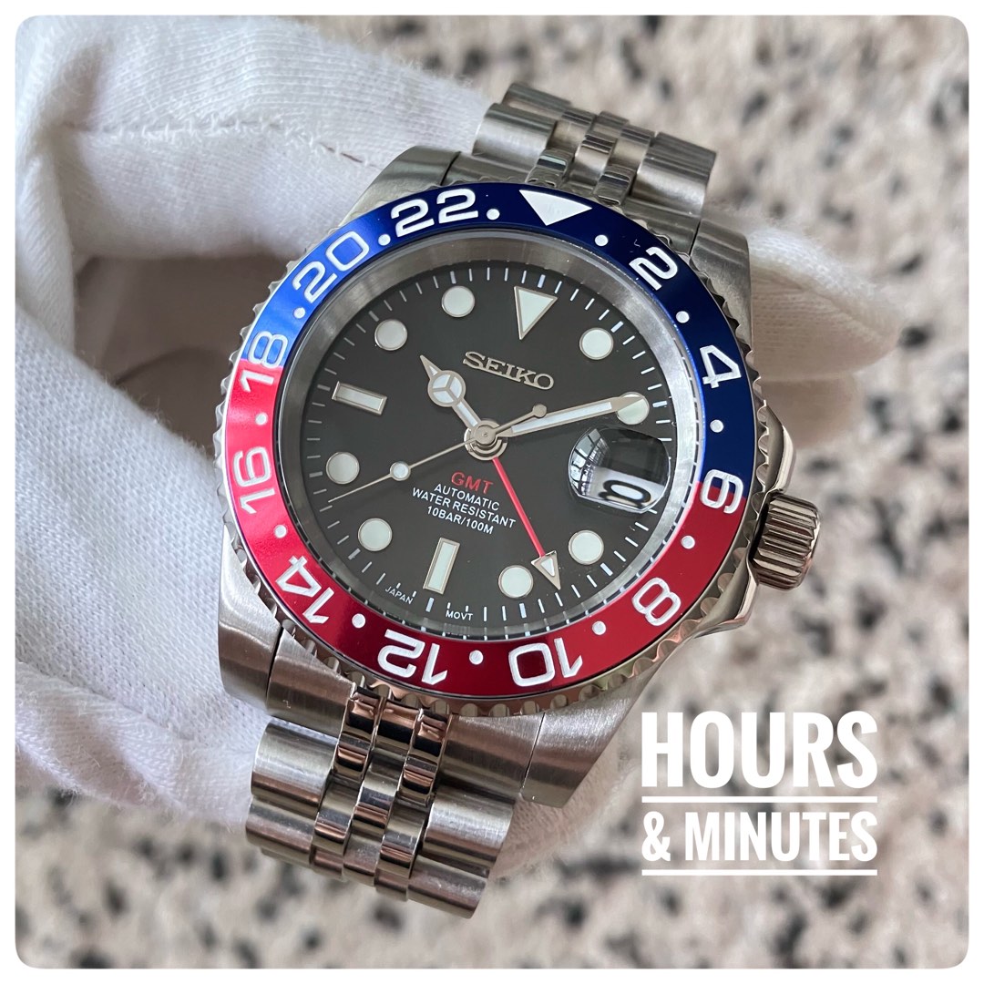 Red and blue top seiko watch
