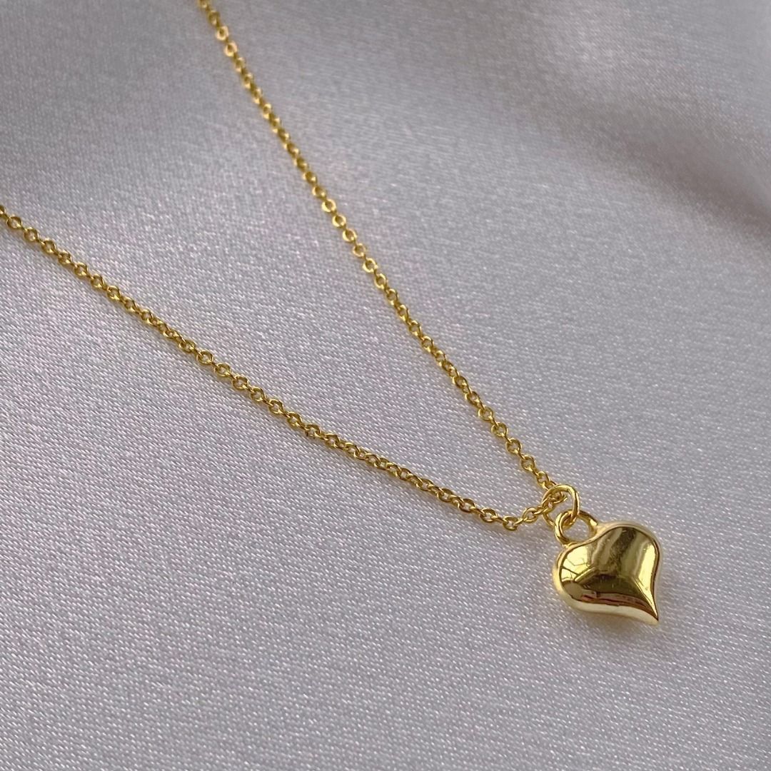 Gold Love Heart Choker Necklace 18K Gold Plated Cute Delicate