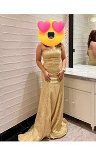 Gold tube evening gown