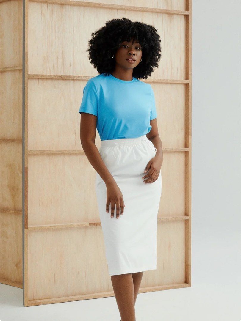 Good Addition Sports Elastic Midi Skirt in White Women s Fashion