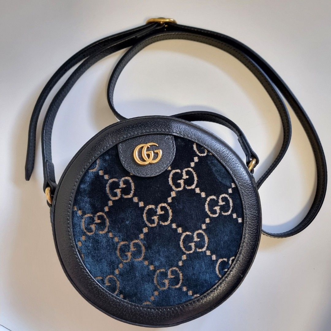 Gg velvet top round shoulder bag