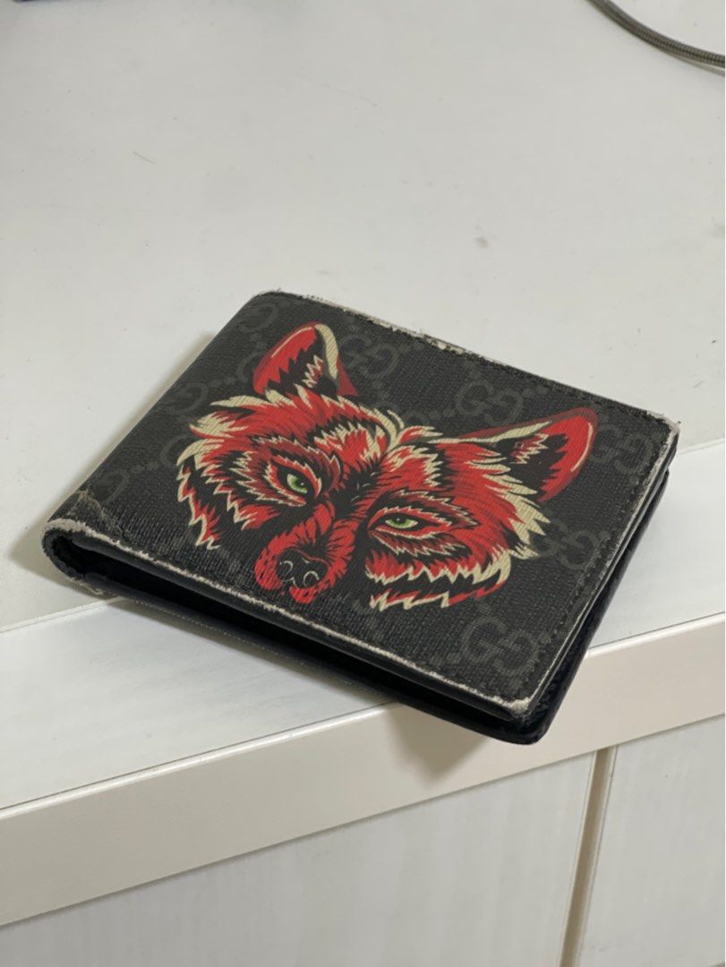 Gucci GG Supreme Wolf print Wallet, Luxury, Bags Wallets on