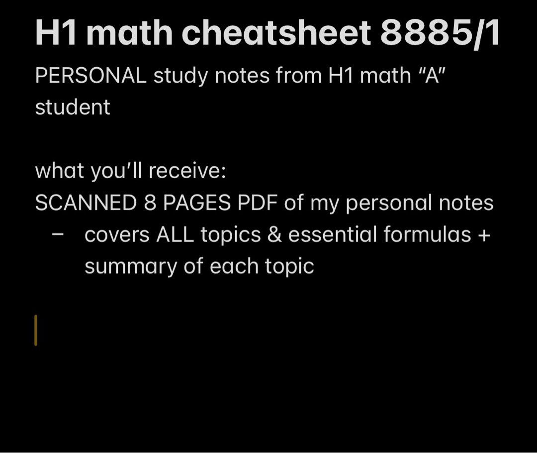 H1 math cheatsheet study guide notes, Hobbies & Toys, Books & Magazines ...