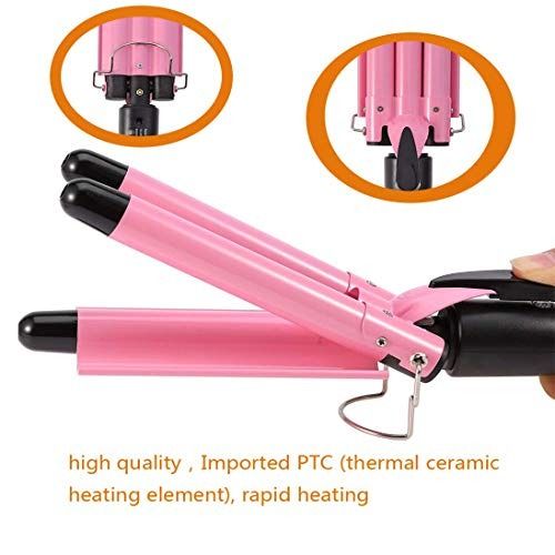 Hair Curler 25mm 3 Barrel Hair Waver Curling Wand with 2