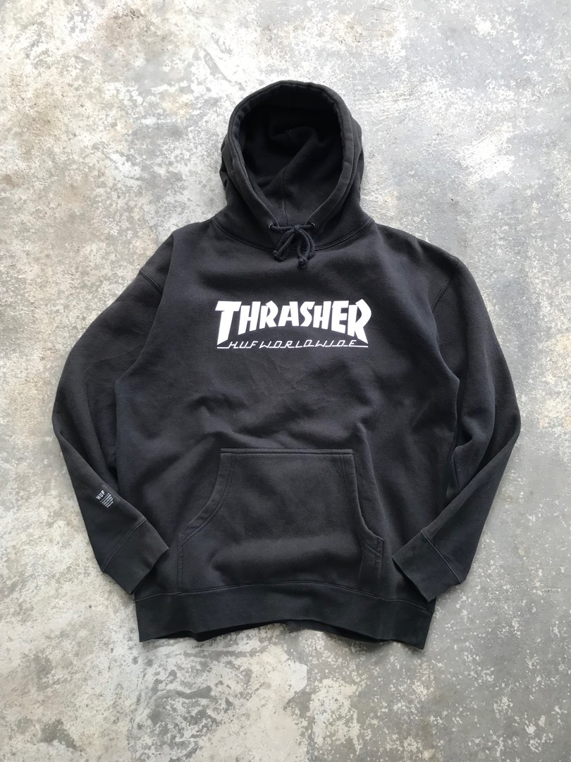 Huf worldwide black hoodie hot sale