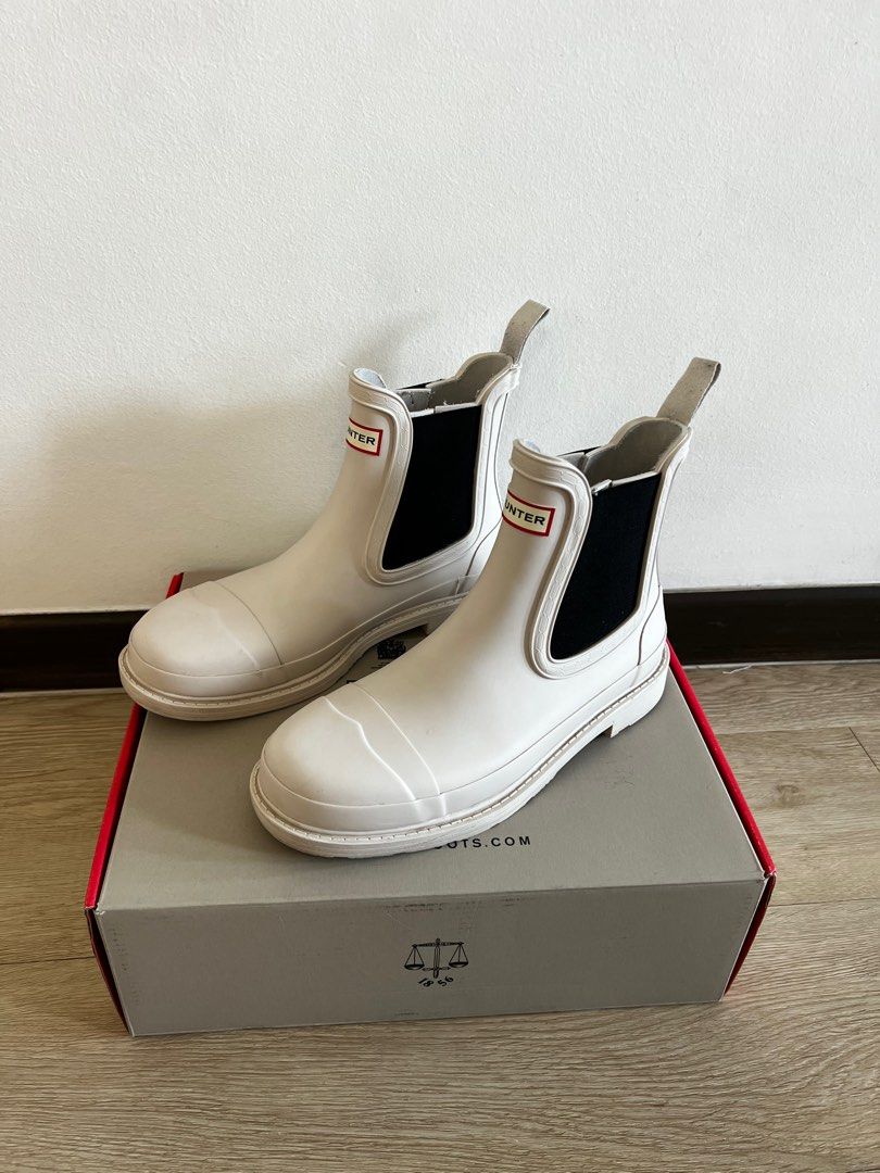 Hunter White Commando Chelsea Boots UK5 US7
