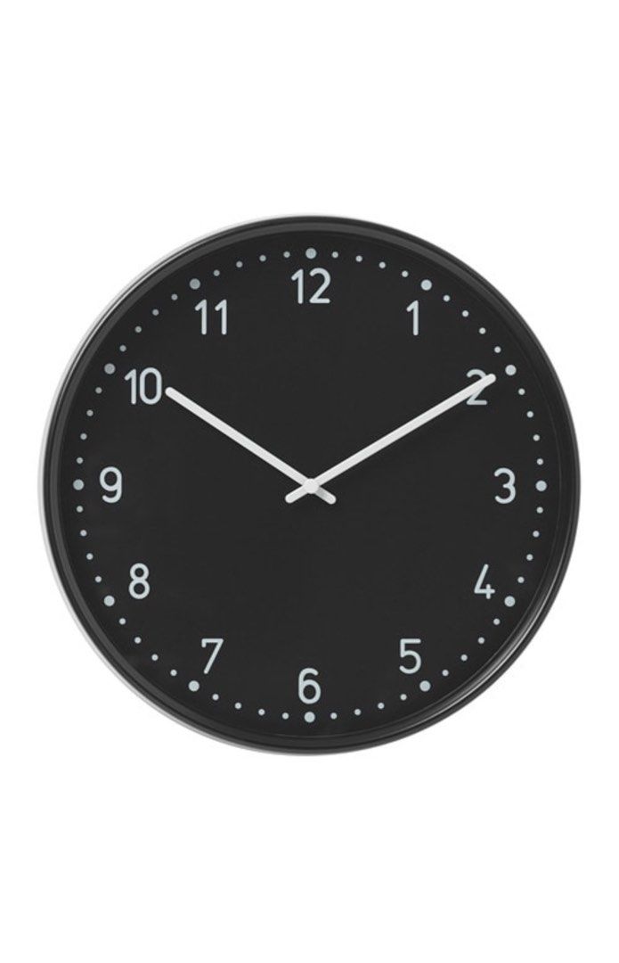 PLUTTIS wall clock, black, 11 - IKEA