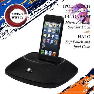 Ipod Touch 5th Generation and JBL OnBeat Micro Portable Speaker Dock with Ipod Touch Case and Pouch