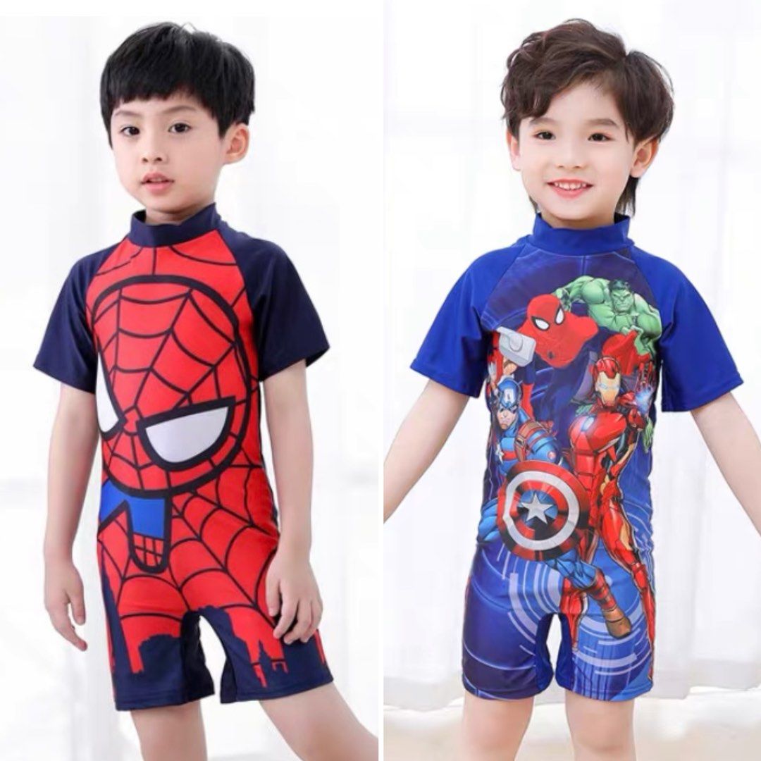 Kids Boys One Piece Swimsuit Spiderman Swimwear Bathing Suit Cartoon Swimming Outfit Swimwear Beachwear Babies Kids Babies Kids Fashion on Carousell