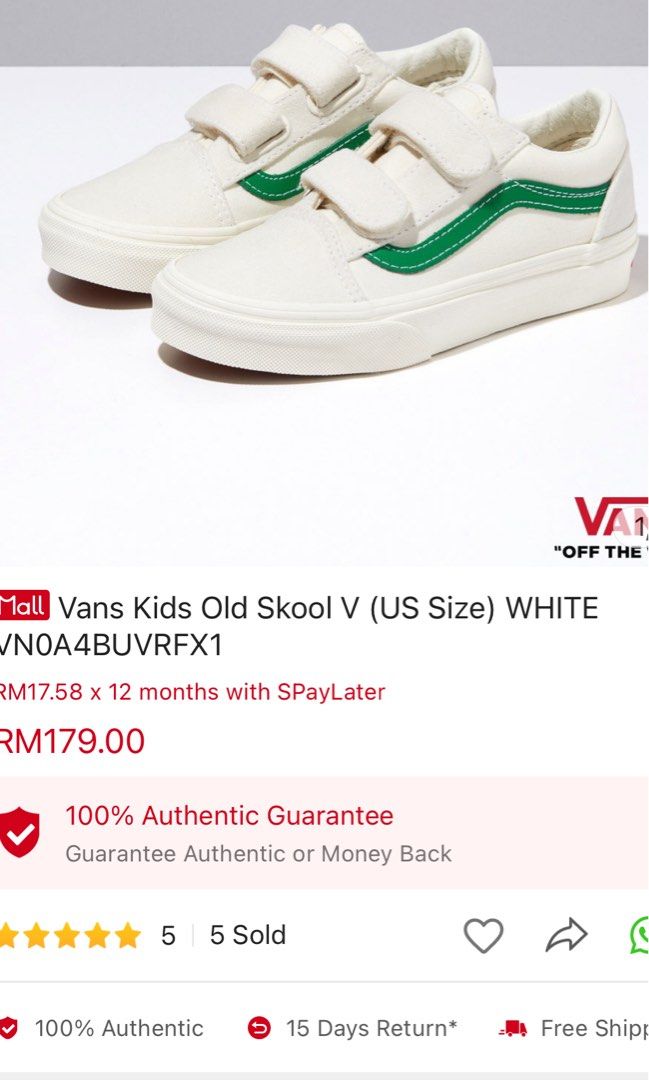 Vans old skool discount kids size 5