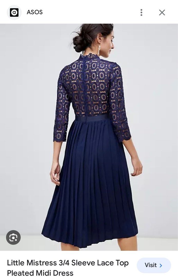 Little Mistress Tall premium lace pleated dress Women s Fashion